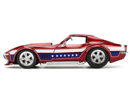 1969 Chevrolet Corvette Stingray ZL1 Red Metallic with Stars and Stripes Graphics "Bigtime Muscle" Series 1/24 Diecast Model Car by Jada