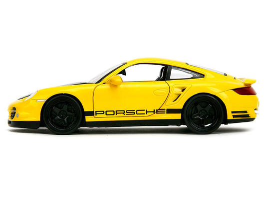 Porsche 911 Turbo (997) Yellow with Carbon Hood "Hyper-Spec" Series 1/24 Diecast Model Car by Jada