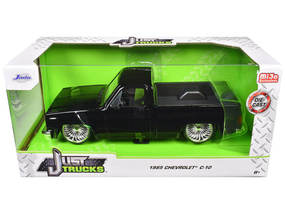 1985 Chevrolet C-10 Pickup Truck Black with Wire Wheels "Just Trucks" Series 1/24 Diecast Model Car by Jada