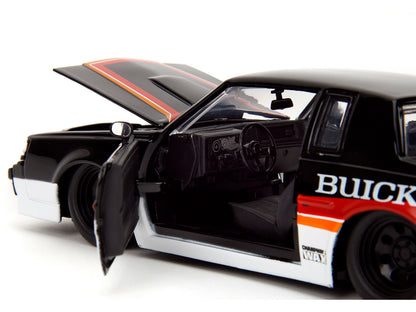 1987 Buick Grand National #7 "Buick Racing" Black and White with Stripes "Bigtime Muscle" Series 1/24 Diecast Model Car by Jada