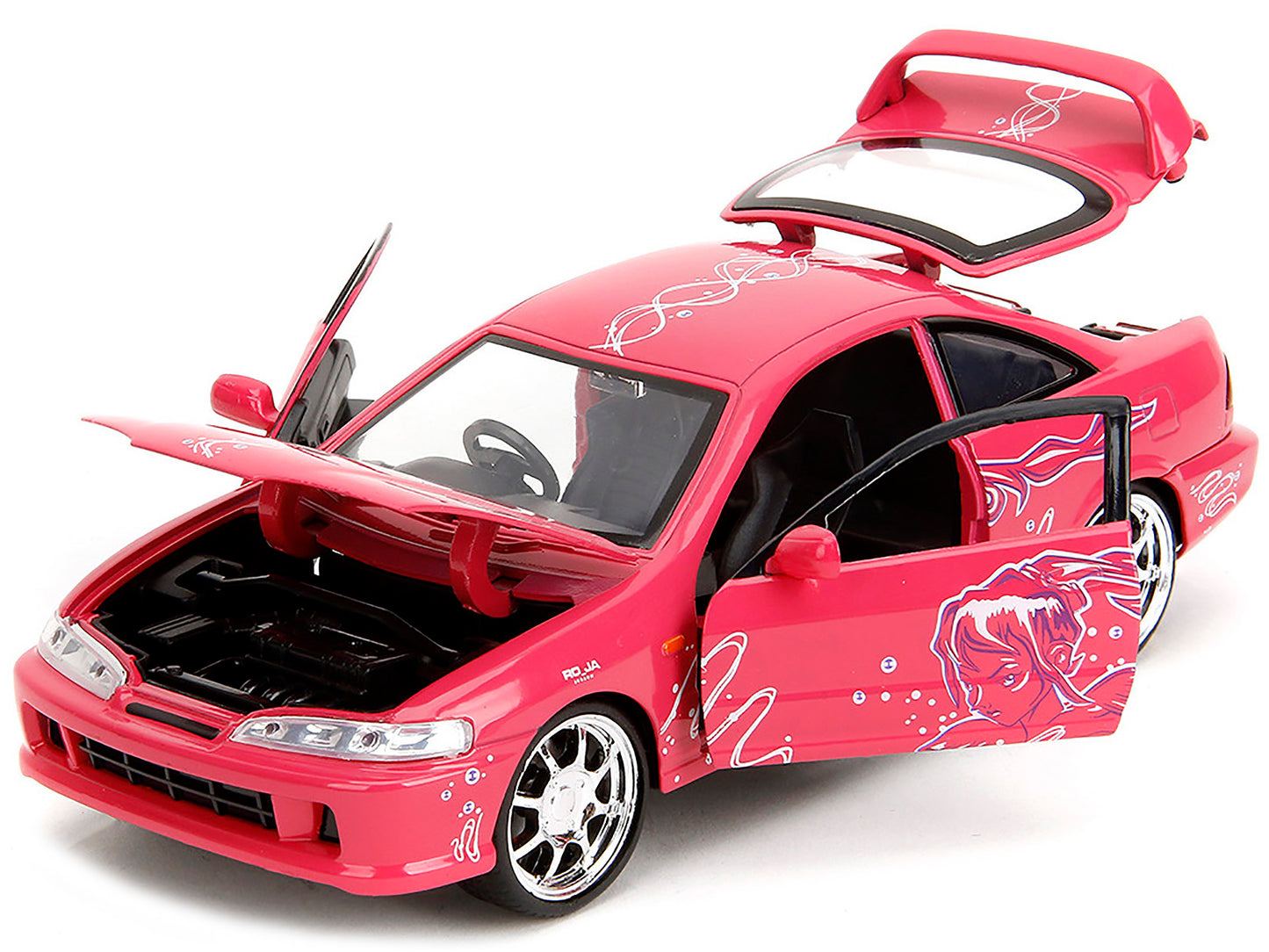 1995 Honda Integra Type R Pink with Graphics "Fast & Furious Remix" Series 1/24 Diecast Model Car by Jada