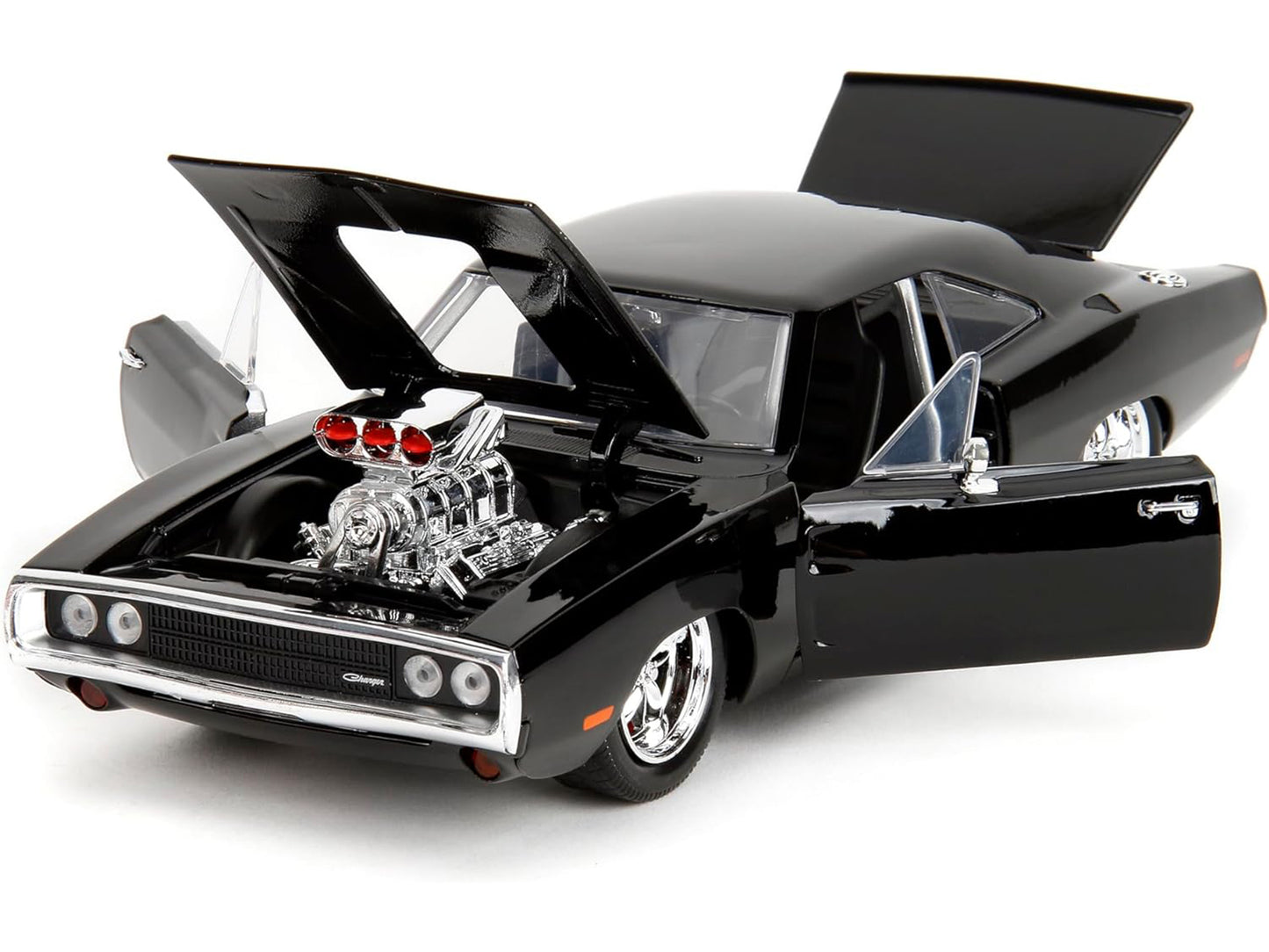 Dodge Charger R/T Black with Dom Diecast Figure "Fast & Furious" (2009) Movie "Hollywood Rides" Series 1/24 Diecast Model Car by Jada