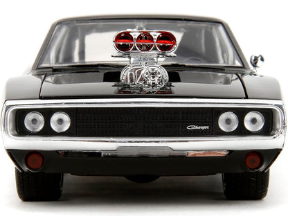 Dodge Charger R/T Black with Dom Diecast Figure "Fast & Furious" (2009) Movie "Hollywood Rides" Series 1/24 Diecast Model Car by Jada