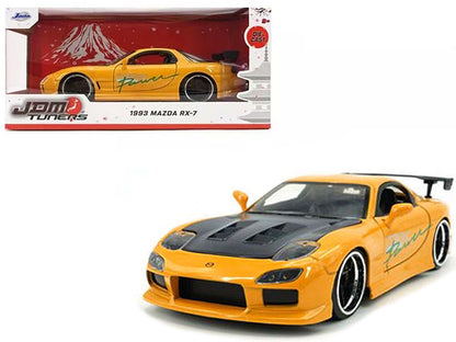 1993 Mazda RX-7 "HKS Power" Yellow with Carbon Hood "JDM Tuners" Series 1/24 Diecast Model Car by Jada