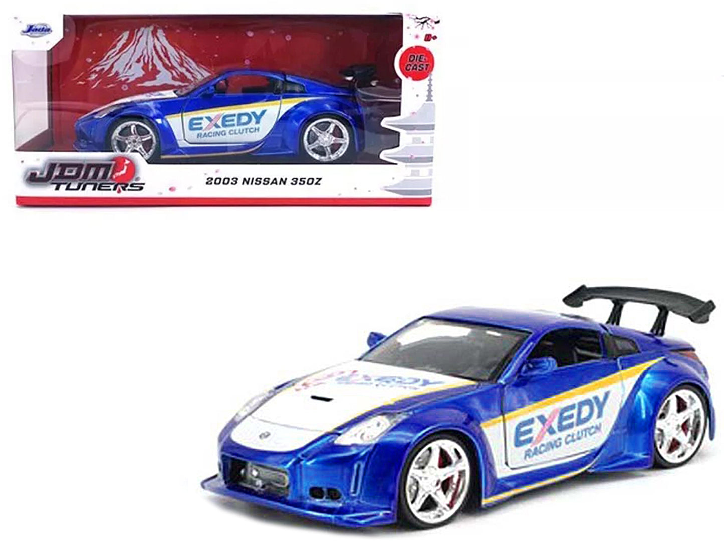 2003 Nissan 350Z "Exedy Racing Clutch" Candy Blue and White "JDM Tuners" Series 1/24 Diecast Model Car by Jada