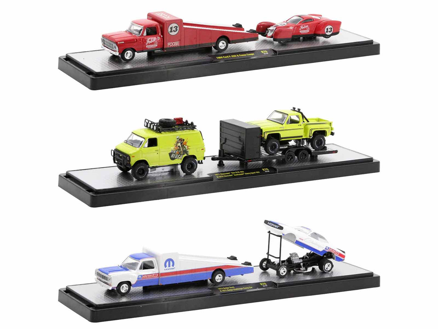 Auto Haulers Set of 3 Trucks Release 70 Limited Edition to 9600 pieces Worldwide 1/64 Diecast Models by M2 Machines