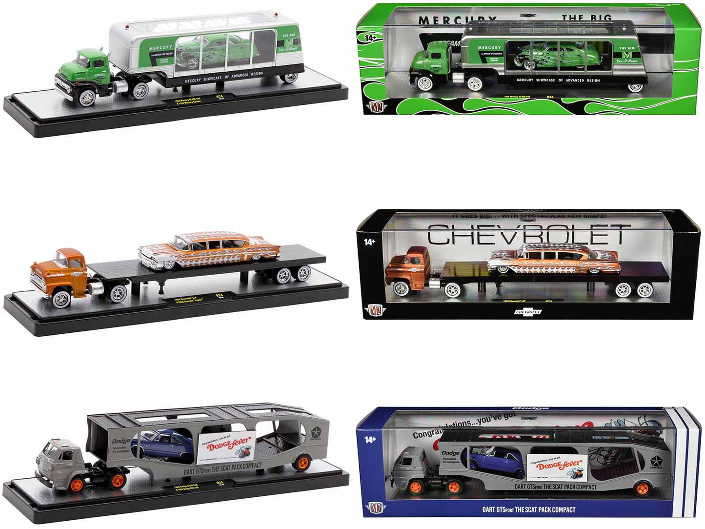 Auto Haulers Set of 3 Trucks Release 74 Limited Edition to 9000 pieces Worldwide 1/64 Diecast Model Cars by M2 Machines