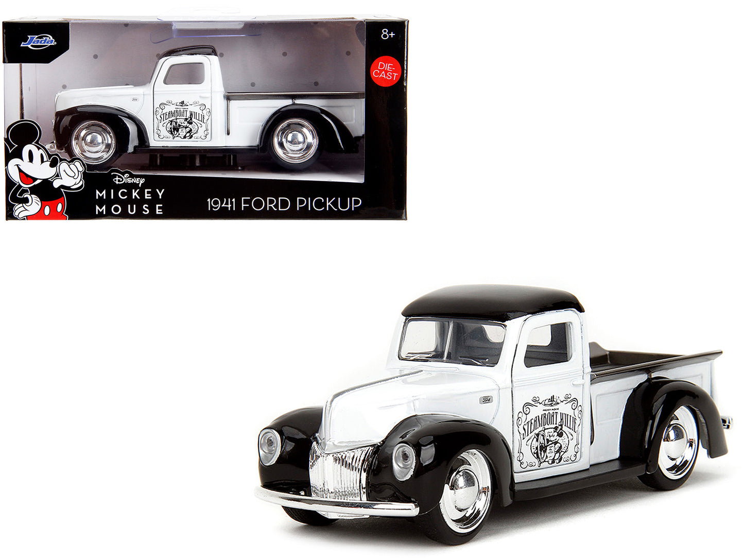 1941 Ford Pickup Truck "Mickey Mouse - Steamboat Willie" White and Black "Hollywood Rides" Series 1/32 Diecast Model Car by Jada