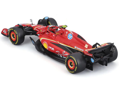 Ferrari SF-24 #55 Carlos Sainz "Formula One F1 World Championship" (2024) with Display Case "Formula Racing" Series 1/43 Diecast Model Car by Bburago