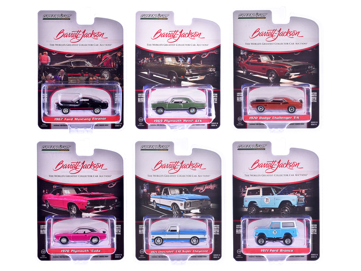 Barrett Jackson "Scottsdale Edition" Set of 6 Cars Series 14 1/64 Diecast Model Cars by Greenlight