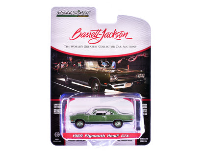 1969 Plymouth HEMI GTX F8 Ivy Green Metallic (Palm Beach 2023) Barrett Jackson "Scottsdale Edition" Series 14 1/64 Diecast Model Car by Greenlight