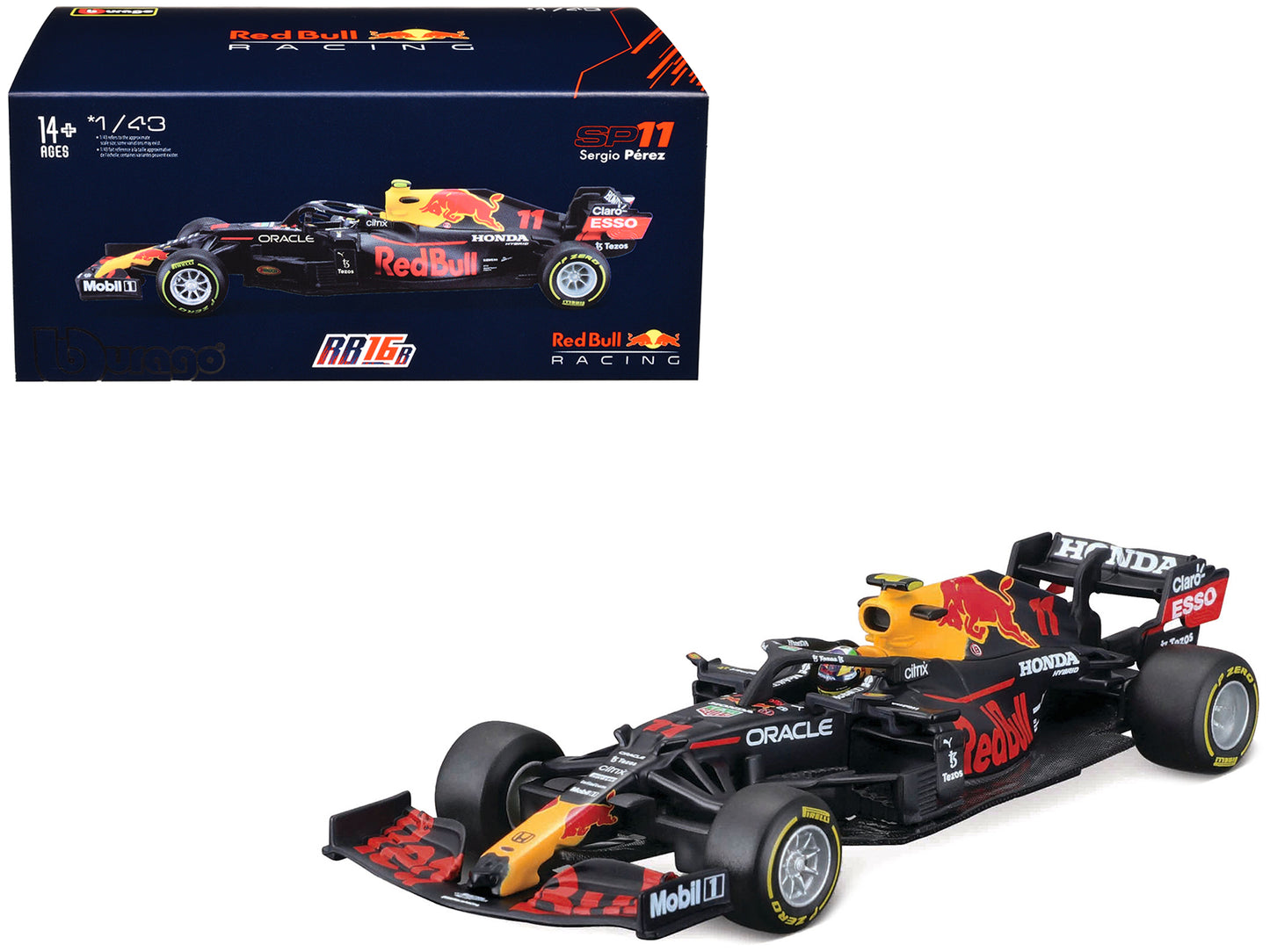 Honda Red Bull Racing RB16B #11 Sergio Perez Formula One F1 (2021) with Display Case 1/43 Diecast Model Car by Bburago