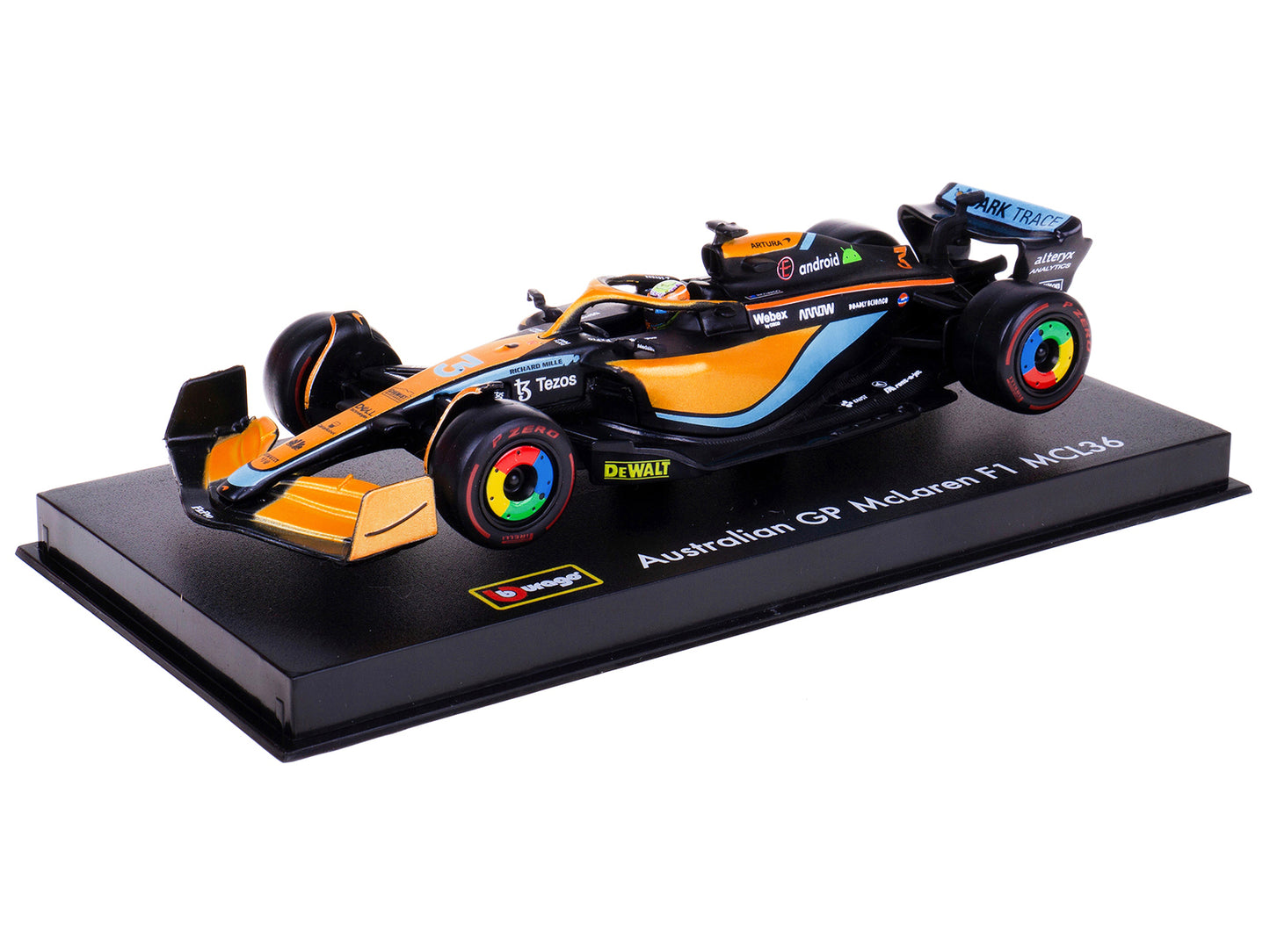 McLaren MCL36 #3 Daniel Ricciardo Formula One F1 "Australian GP" (2022) with Display Case 1/43 Diecast Model Car by Bburago