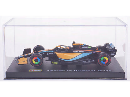 McLaren MCL36 #3 Daniel Ricciardo Formula One F1 "Australian GP" (2022) with Display Case 1/43 Diecast Model Car by Bburago