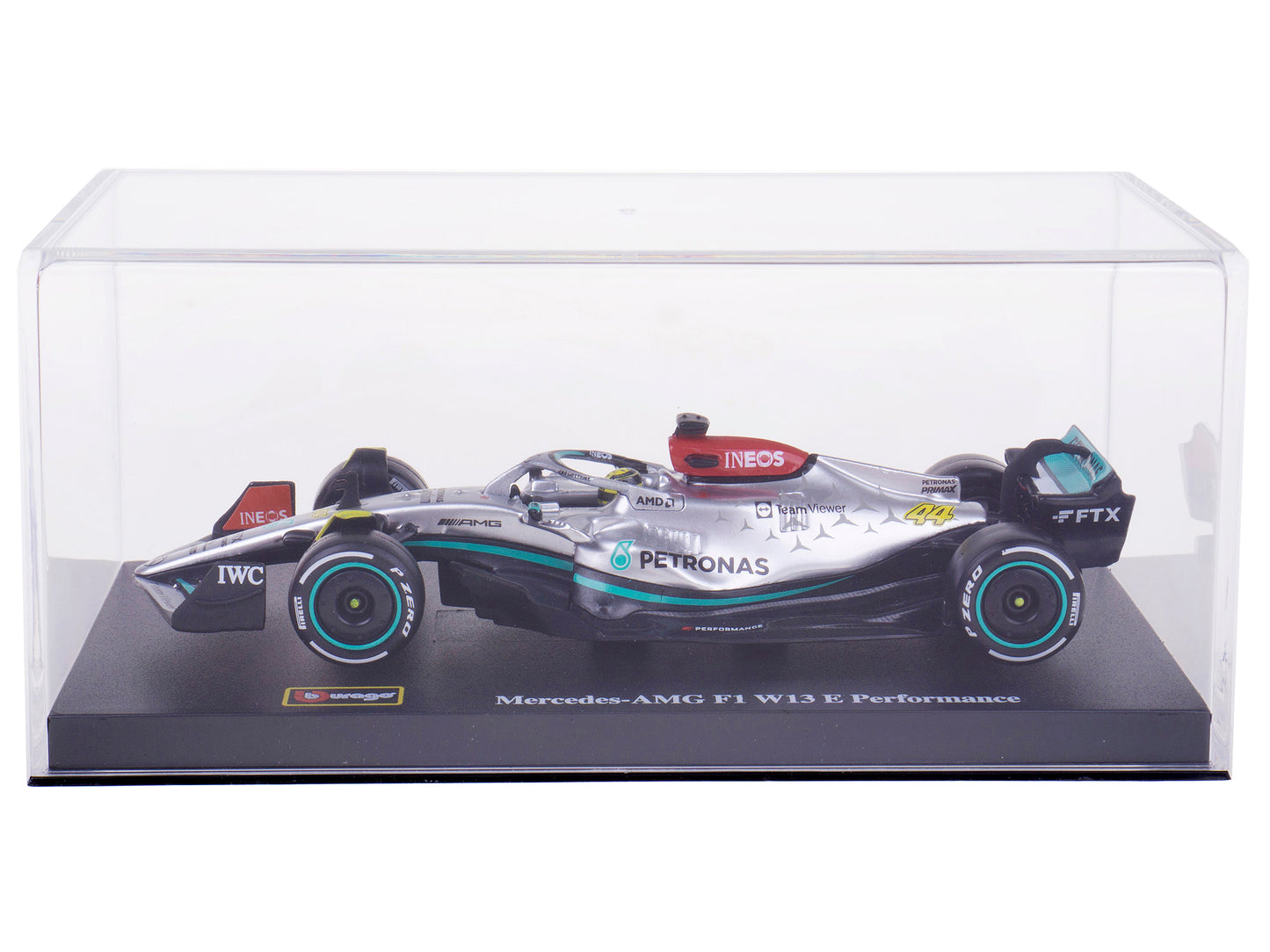 Mercedes-AMG F1 W13 E Performance #44 Lewis Hamilton "F1 Formula One World Championship" (2022) with Display Case 1/43 Diecast Model Car by Bburago