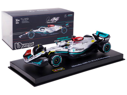 Mercedes-AMG F1 W13 E Performance #44 Lewis Hamilton "F1 Formula One World Championship" (2022) with Display Case 1/43 Diecast Model Car by Bburago