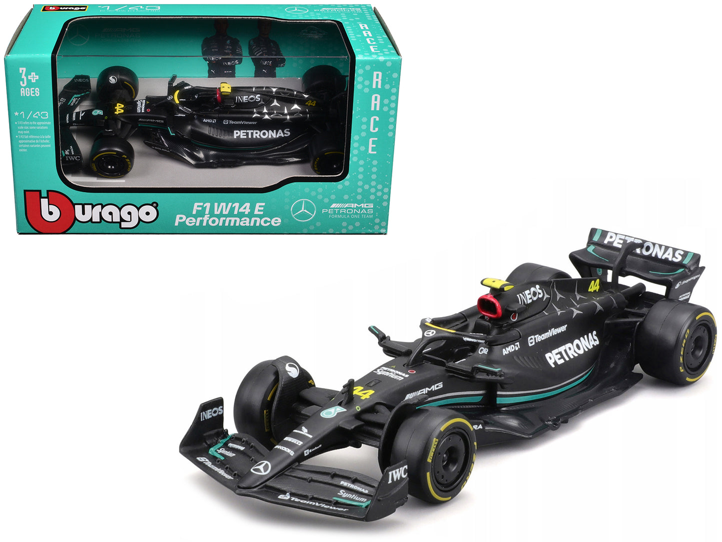 Mercedes-AMG F1 W14 E Performance #44 Lewis Hamilton "Petronas" "Formula One F1 World Championship" (2023) 1/43 Diecast Model Car by Bburago