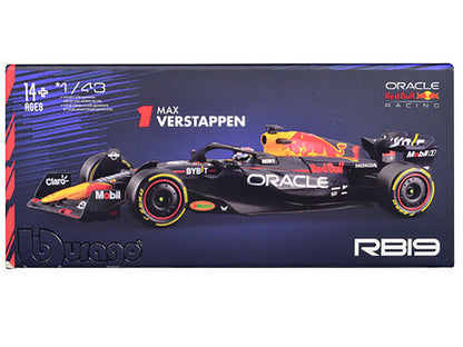 Red Bull Racing RB19 #1 Max Verstappen "Oracle" Formula One F1 World Championship (2023) with Driver Figure and Display Case "Race" Series 1/43 Diecast Model Car by Bburago