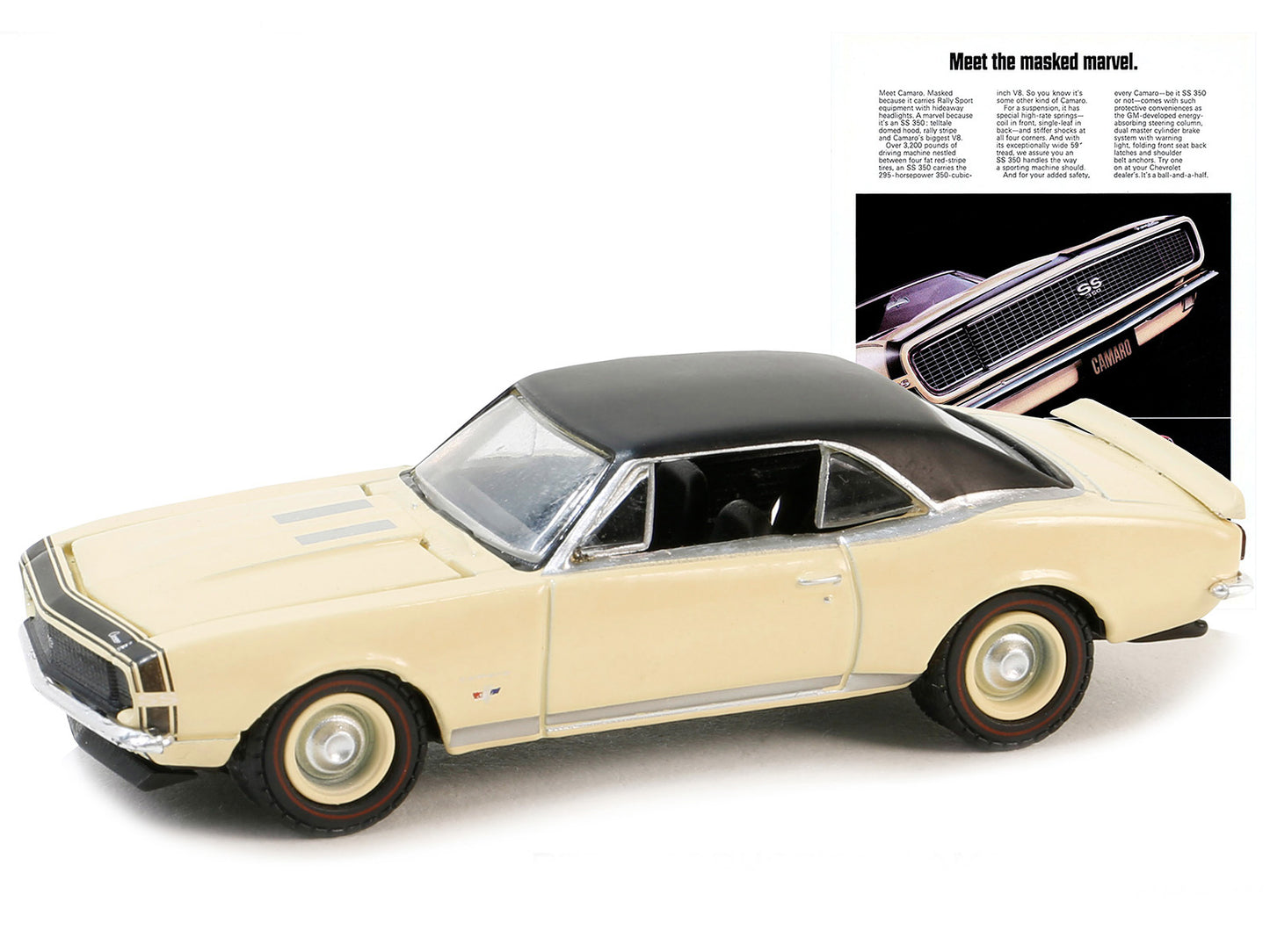 1967 Chevrolet Camaro SS/RS Cream with Black Vinyl Top "Vintage Ad Cars" Series 10 1/64 Diecast Model Car by Greenlight