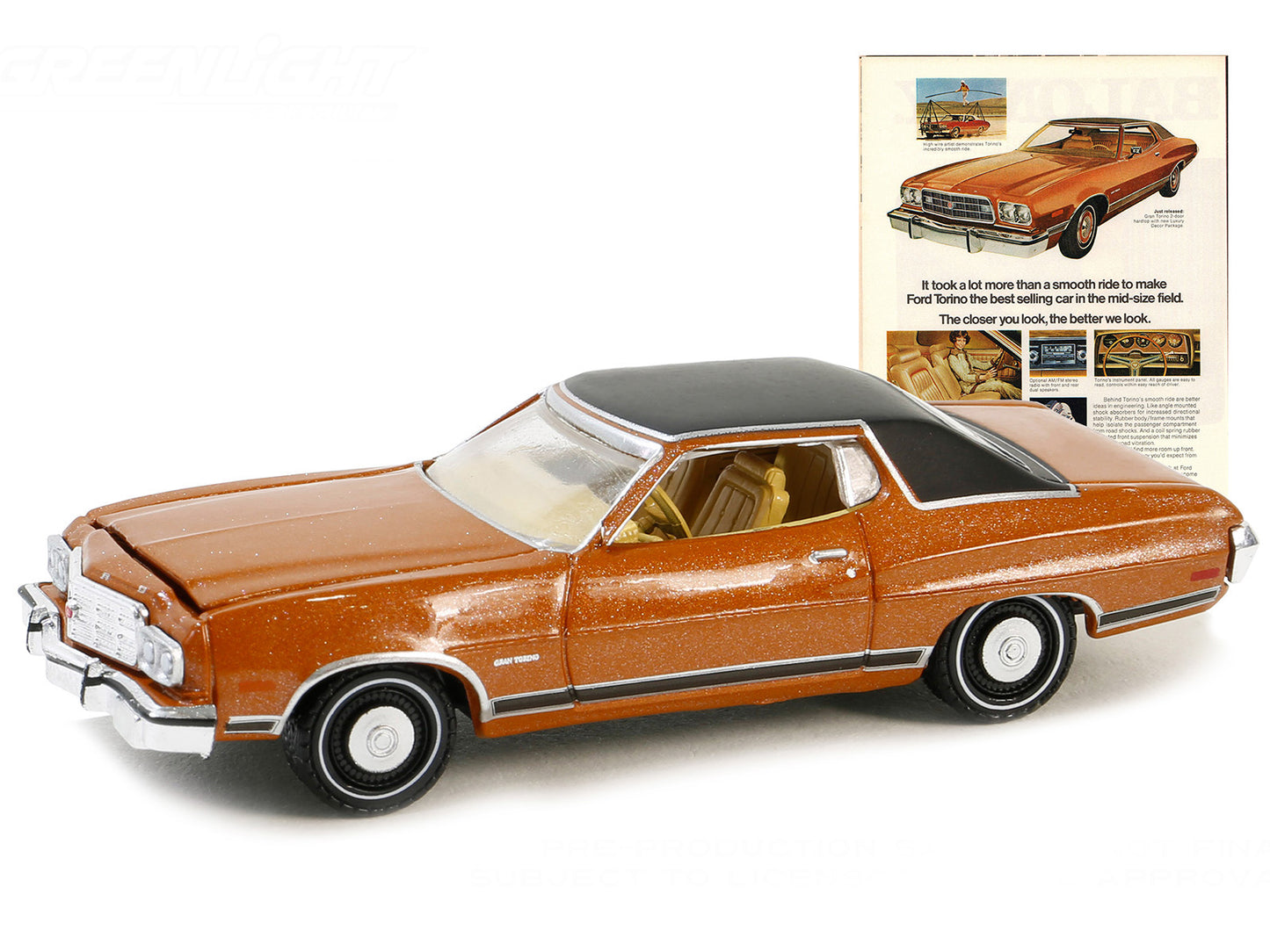 1973 Ford Gran Torino Copper Metallic with Black Vinyl Top "Vintage Ad Cars" Series 10 1/64 Diecast Model Car by Greenlight