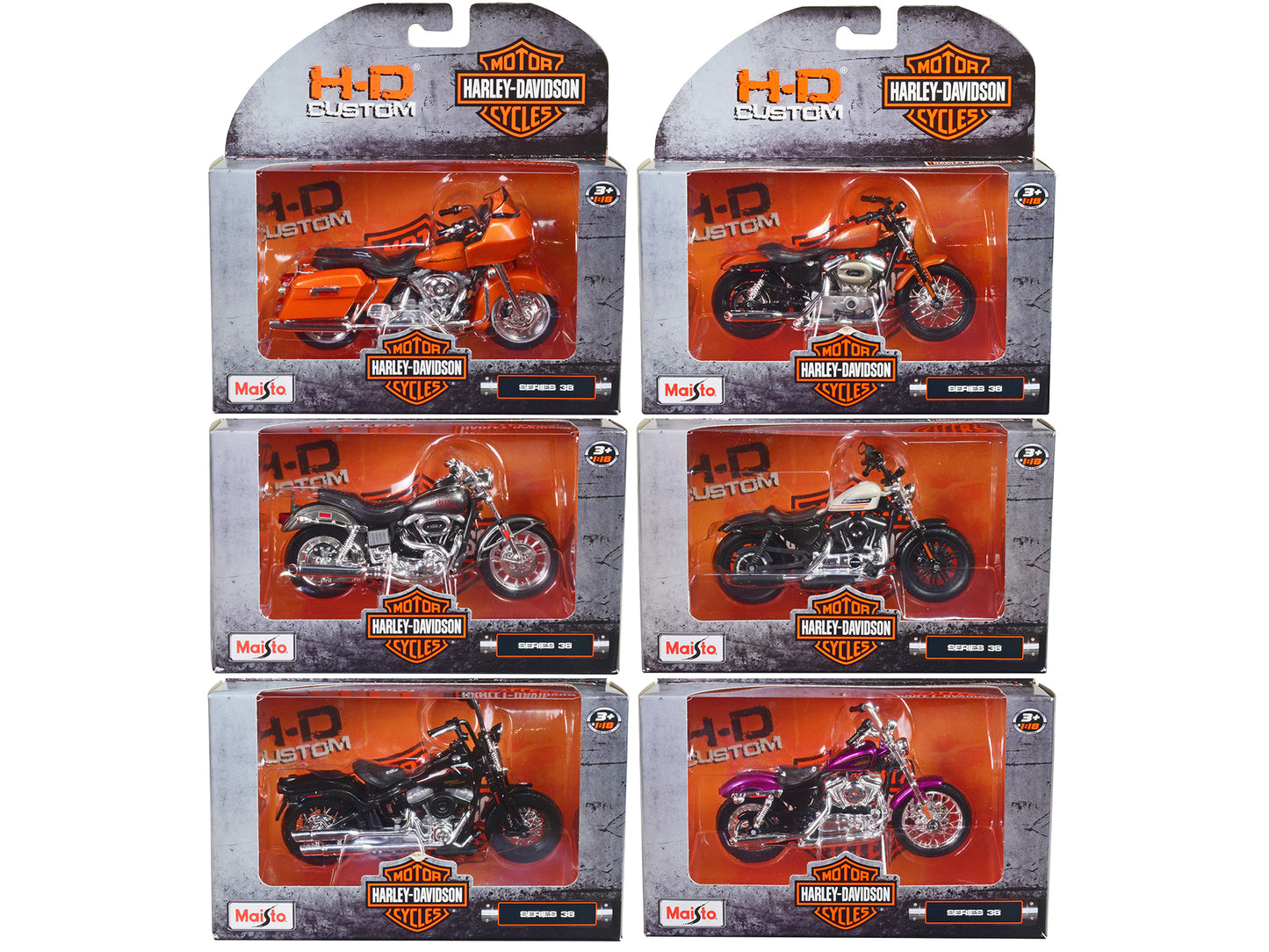 Harley-Davidson Motorcycles 6 piece Set Series 38 (Version 2) 1/18 Diecast Models by Maisto