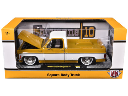 1973 Chevrolet Cheyenne 10 Pickup Truck Glossy Gold and White Limited Edition to 6650 pieces Worldwide 1/24 Diecast Model Car by M2 Machines