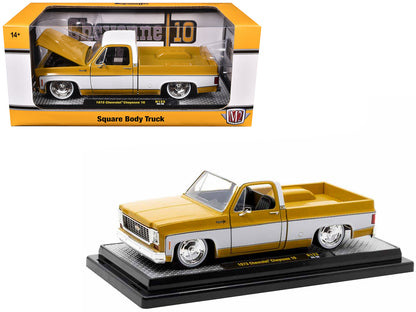 1973 Chevrolet Cheyenne 10 Pickup Truck Glossy Gold and White Limited Edition to 6650 pieces Worldwide 1/24 Diecast Model Car by M2 Machines