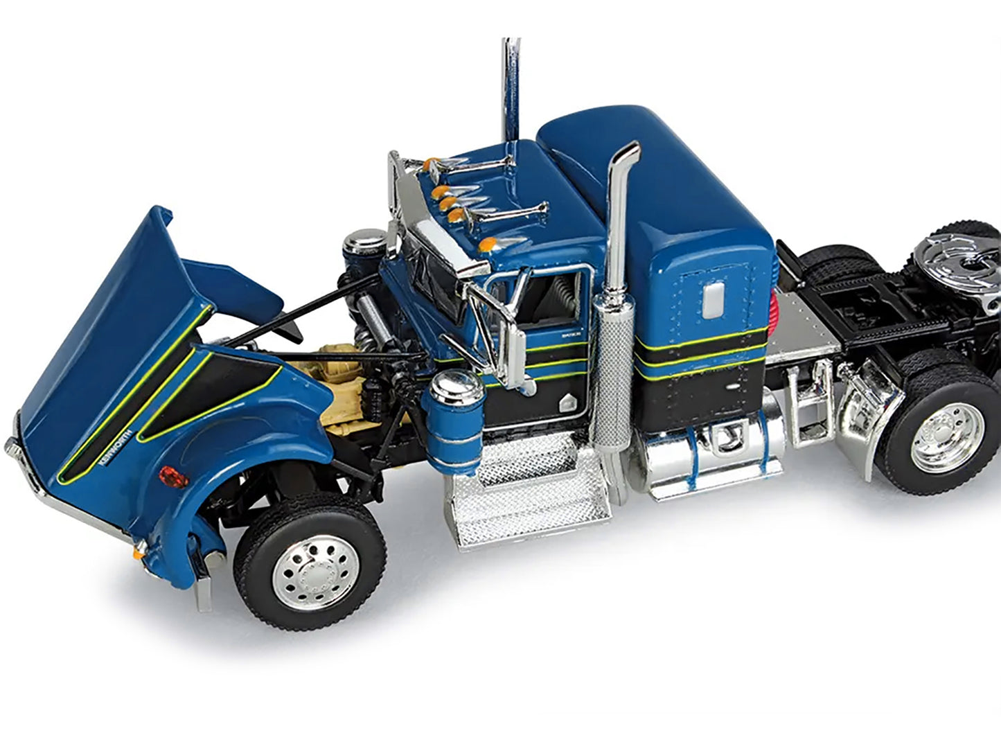 Kenworth W900A with Sleeper and 40' Vintage Trailer "John Wayne: Comic Edition" Blue with Black Stripes 1/64 Diecast Model by DCP/First Gear