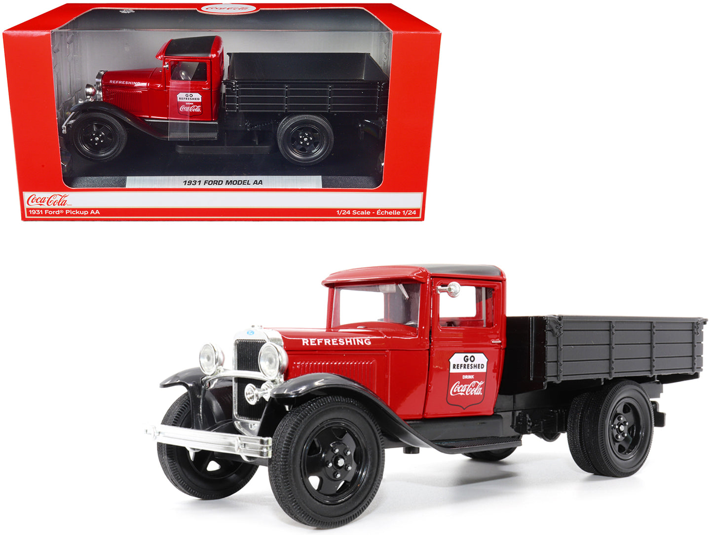 1931 Ford Model AA Pickup Truck Red and Black "Go Refreshed - Drink Coca-Cola" 1/24 Diecast Model Car by Motor City Classics