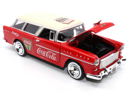 1955 Chevrolet Bel Air Nomad Red with White Top "Coca-Cola" 1/24 Diecast Model Car by Motor City Classics