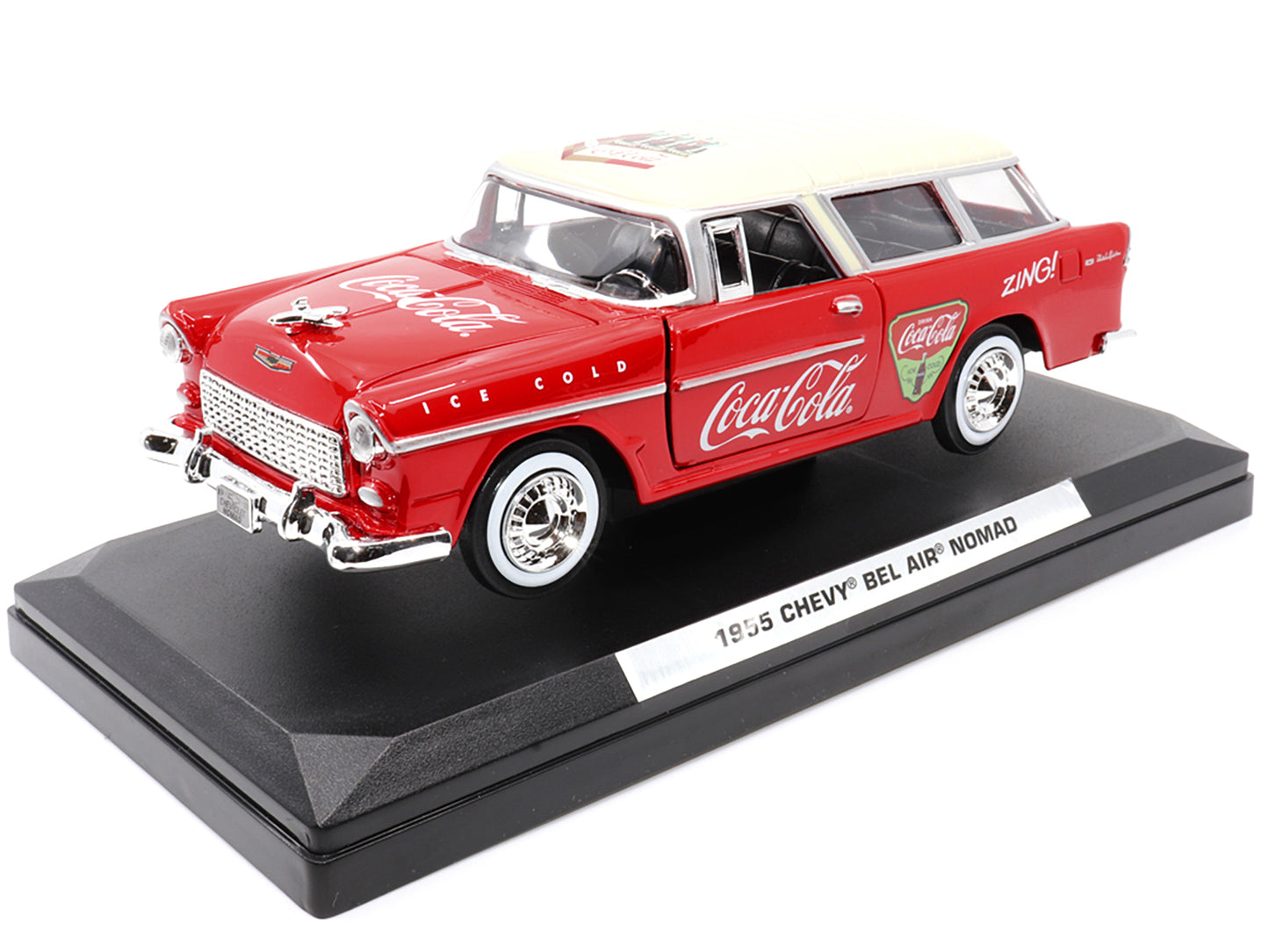 1955 Chevrolet Bel Air Nomad Red with White Top "Coca-Cola" 1/24 Diecast Model Car by Motor City Classics