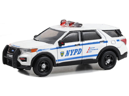 2020 Ford Police Interceptor Utility White "New York City Police Dept (NYPD)" with NYPD Squad Number Decal Sheet "Hot Pursuit - Hobby Exclusive" Series 1/64 Diecast Model Car by Greenlight