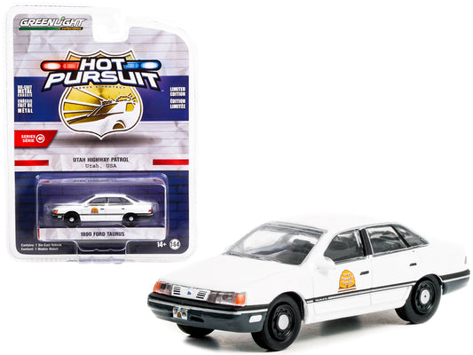 1990 Ford Taurus Police White "Utah Highway Patrol" "Hot Pursuit" Series 41 1/64 Diecast Model Car by Greenlight