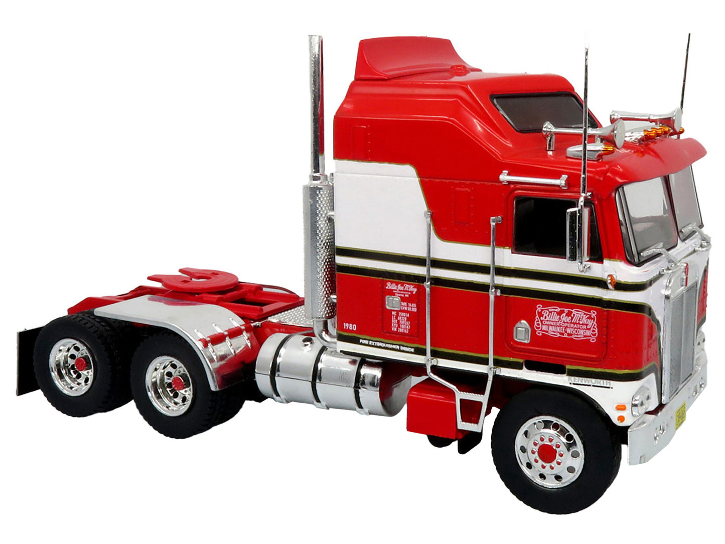 1979 Kenworth K100 Aerodyne Tractor with Refrigerated Trailer "BJ McKay Trucking" Red and White "Vintage Heavy Haul Truck Collection" 1/43 Diecast Model by Iconic Replicas