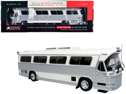 1980 Dina 323-G2 "Olimpico" Coach Bus White and Silver "The Bus & Motorcoach Collection" 1/43 Diecast Model by Iconic Replicas