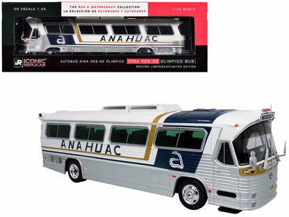 Dina 323 G2 Olimpico Coach Bus "Anahuac: Monterrey" White with Blue and Gold Stripes "The Bus & Motorcoach Collection" 1/43 Diecast Model by Iconic Replicas