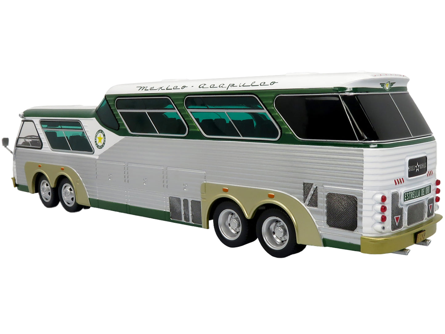 Sultana TM 44-18 SP Panoramico Coach Bus "Estrella de Oro - Acapulco" White and Green with Silver Sides "The Bus & Motorcoach Collection" 1/43 Diecast Model by Iconic Replicas