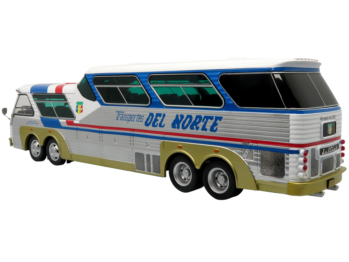 Sultana TM 44-18 SP Panoramico Coach Bus "Transportes Del Norte" White and Blue with Red Stripes and Silver Sides "The Bus & Motorcoach Collection" 1/43 Diecast Model by Iconic Replicas