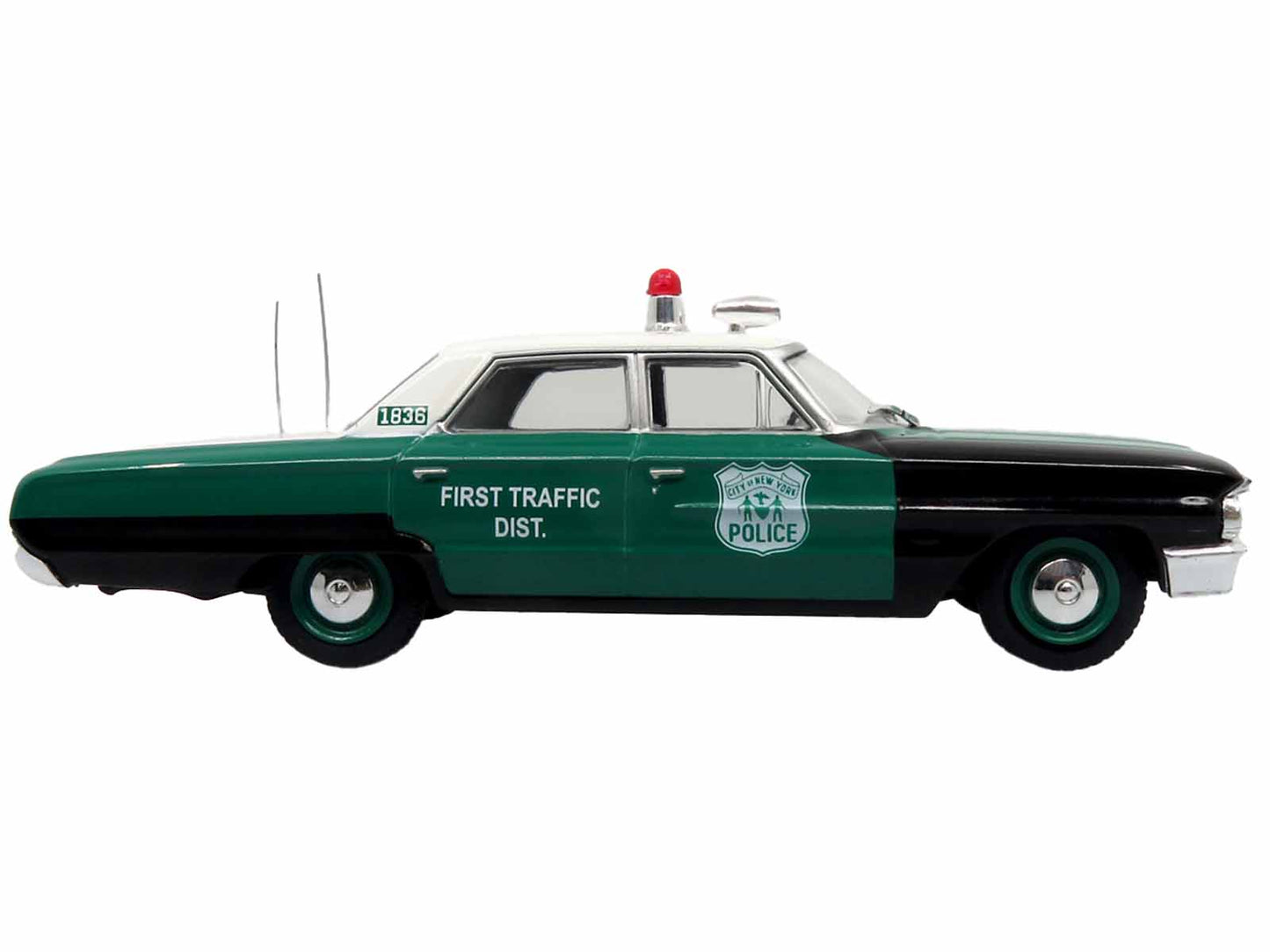 1964 Ford Galaxie 500 Police Car "New York Police Department" Black and Green with White Top Limited Edition to 504 pieces Worldwide 1/43 Diecast Model by Iconic Replicas