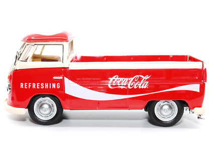 1962 Volkswagen T1 Pickup Truck Red and White "Refreshing Coca-Cola" 1/43 Diecast Model Car by Motor City Classics