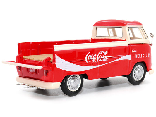 1962 Volkswagen T1 Pickup Truck Red and White "Refreshing Coca-Cola" 1/43 Diecast Model Car by Motor City Classics