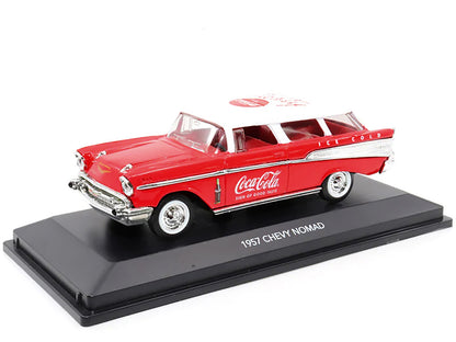 1957 Chevrolet Nomad "Coca-Cola" Red with White Top and Red Interior 1/43 Diecast Model Car by Motor City Classics