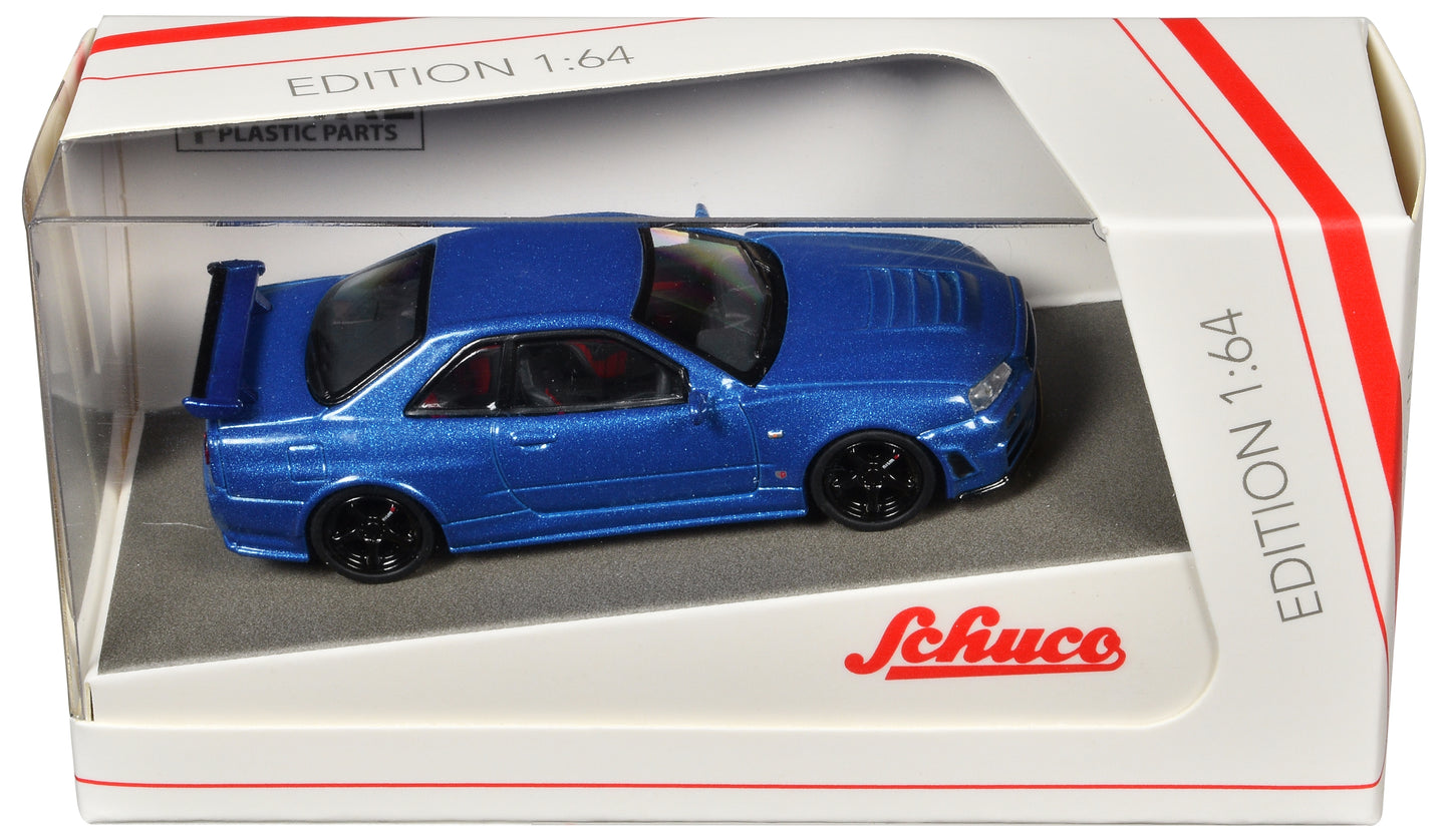 Nissan Skyline GT-R (R34) Nismo Z-Tune RHD (Right Hand Drive) Blue Metallic 1/64 Diecast Model Car by Schuco