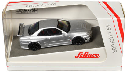 Nissan Skyline GT-R (R34) Nismo Z-Tune RHD (Right Hand Drive) Silver Metallic 1/64 Diecast Model Car by Schuco