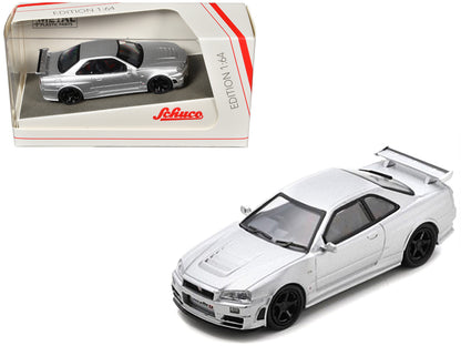 Nissan Skyline GT-R (R34) Nismo Z-Tune RHD (Right Hand Drive) Silver Metallic 1/64 Diecast Model Car by Schuco