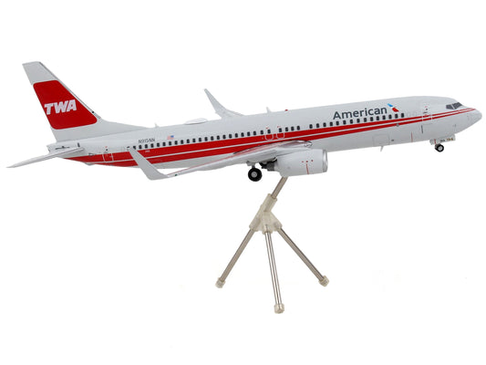 Boeing 737-800 Commercial Aircraft "American Airlines - Trans World Airlines" Gray with Red Stripes "Gemini 200" Series 1/200 Diecast Model Airplane by GeminiJets