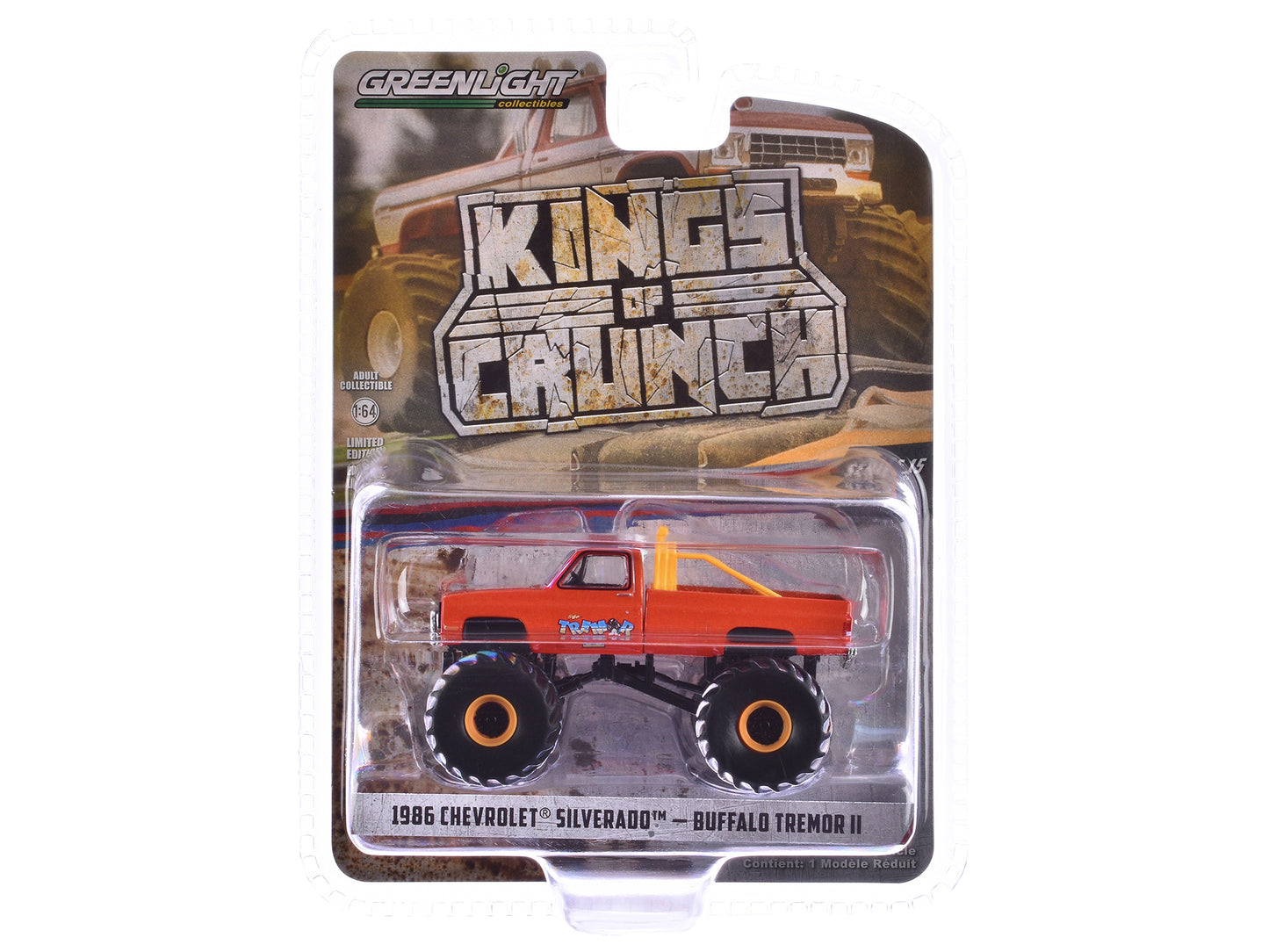 1986 Chevrolet Silverado Monster Truck Orange "Buffalo Tremor II" "Kings of Crunch" Series 15 1/64 Diecast Model Car by Greenlight