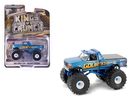 1992 Ford F-250 Monster Truck Blue Metallic "Goliath’s Revenge" "Kings of Crunch" Series 15 1/64 Diecast Model Car by Greenlight