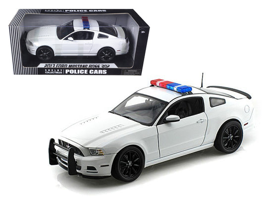 2013 Ford Mustang Boss 302 White Unmarked Police Car 1/18 Diecast Car Model by Shelby Collectibles