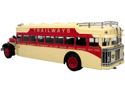 1935 Mack BK Coach Bus "Trailways" Beige and Red "Vintage Bus & Motorcoach Collection" Limited Edition to 504 pieces Worldwide 1/64 Diecast Model by Iconic Replicas